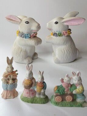 Vintage Bunnies Figurines